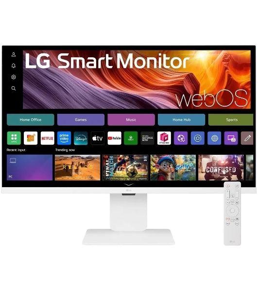 Монитор 31.5' LG UltraFine 32U830SA-W IPS 3840x2160, 60 Гц, 5 мс, 16:9, 400 кд/м², 2xHDMI 2.0, USB-C (65 Вт), USB Hub (2x USB 3.0), 3.5 Jack, HDR10, динамики (2x5 Вт), Smart TV, Wi-Fi, Bluetooth, VESA 100x100, белый