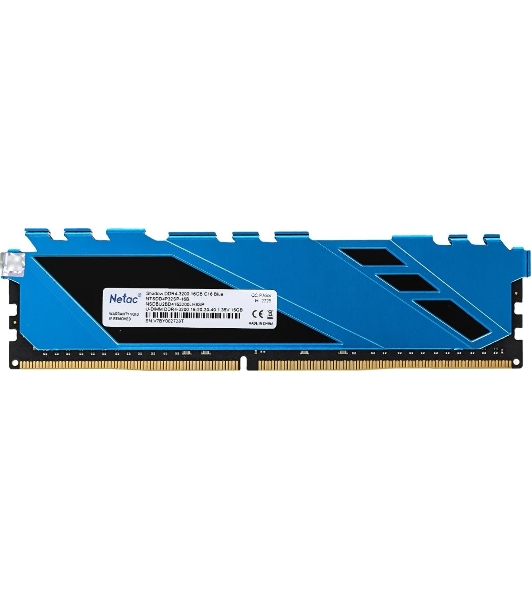 Оперативная память NETAC Shadow, DDR4, 16GB (1x16GB), 3200MHz, CL16, DIMM, с радиаторами, синий