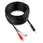 Кабель аудио Cablexpert CCA-458-20M-N, Jack 3.5(M)/2xRCA, 20м, черный, пакет, фото 1