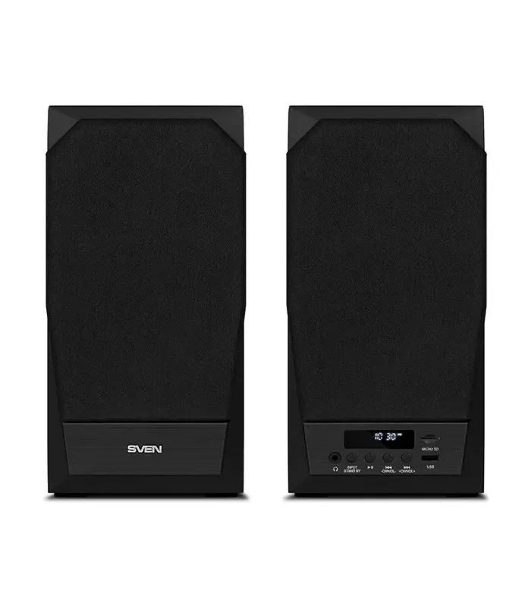 Акустическая система 2.0 SVEN MC-20, черный, мощность 2x45Вт (RMS), FM-тюнер, USB/microSD, дисплей, пульт ДУ, Bluetooth, Optical SVEN MC-20, черный, акустическая система 2.0, мощность 2x45Вт (RMS), FM-тюнер, USB/microSD, дисплей, пульт ДУ, Bluetooth, Optical