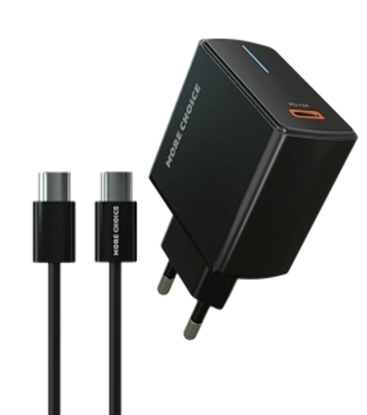 Сетевое зарядное устройство MORE CHOICE (4610196409912) NC60a черный - СЗУ 1USB-C 3.0A PD 20W быстрая зарядка для Type-C
