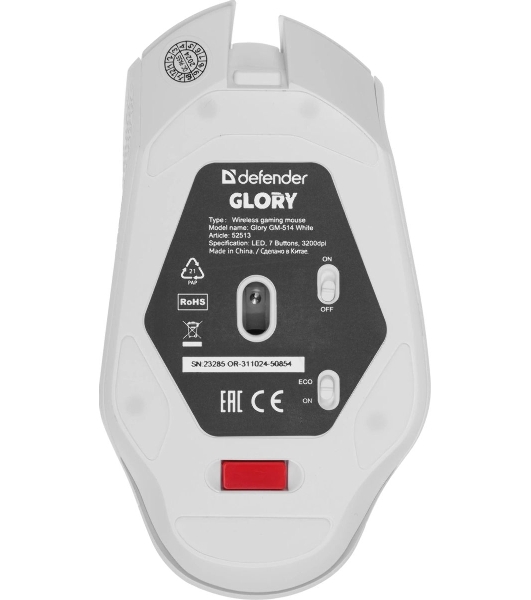 Мышь беспроводная Defender Glory GM-514 белый, 3200 dpi, радиоканал, USB, кнопки - 7