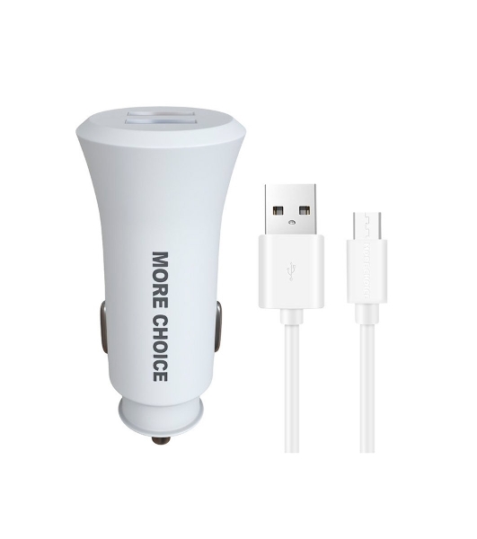 Автомобильная зарядка (от прикуривателя) MORE CHOICE (4627151192123) AC23m 2USB 2.4A для micro USB белый