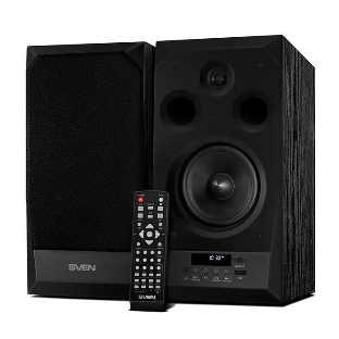 Акустическая система 2.0 SVEN MC-20, черный, мощность 2x45Вт (RMS), FM-тюнер, USB/microSD, дисплей, пульт ДУ, Bluetooth, Optical SVEN MC-20, черный, акустическая система 2.0, мощность 2x45Вт (RMS), FM-тюнер, USB/microSD, дисплей, пульт ДУ, Bluetooth, Optical
