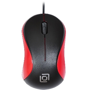 Мышь проводная Oklick 115S черный/красный, 1200 dpi, USB, кнопки - 3