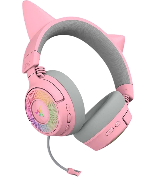 Гарнитура Razer Kraken Kitty V3 Pro Quartz розовый, беспроводная, bluetooth, до 70 ч, подсветка