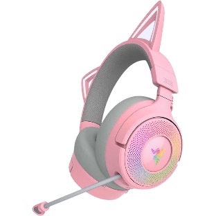 Гарнитура Razer Kraken Kitty V3 Pro Quartz розовый, беспроводная, bluetooth, до 70 ч, подсветка