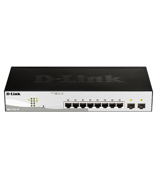 Коммутатор D-Link DGS-1210-10/F1A, 8×1 Гбит/с + 2×1 Гбит/с SFP, настраиваемый