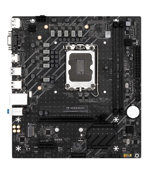 Материнская плата Maxsun Maxsun H610M, LGA 1700, Intel H610, 2xDDR4, 1xM.2, 3xSATA, 1xPCIe 4.0 x16, 1xPCIe x1, 1xHDMI, 1xDP, 1xVGA, 1x 1Gb LAN, 4xUSB 2.0, 2xUSB 3.2 Gen 1, 5.1, mATX
