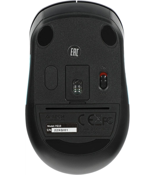 Мышь беспроводная A4Tech Fstyler FG10 черный/синий, 2000 dpi, радиоканал, USB, кнопки - 4