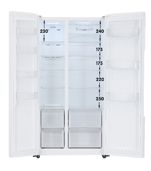 Холодильник Haier HRF-522DW6RU белый двухкамерный 334/173л морозилка слева, No Frost, Side by Side
