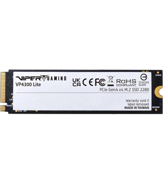 Накопитель SSD Patriot Viper VP4300 Lite, 500Gb, PCIe 4.0 x4, M.2 2280, NVMe, R/W 7000/4000, с радиатором