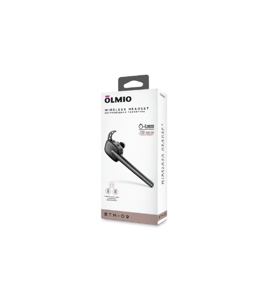 Беспроводная гарнитура Olmio BTH-09 черный, моно-гарнитура, Bluetooth, заушное крепление, до 6 ч