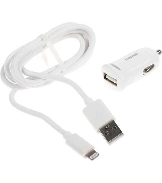 Комплект зарядное устройство Hama H-183266 2.4A для Apple кабель Apple Lightning белый