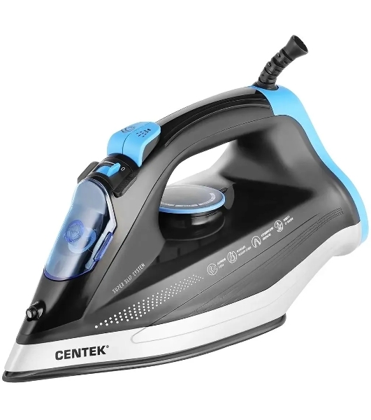 Утюг Centek CT-2315 черный/голубой, 2700 Вт, 35 г/мин, 135 г/мин, 320 мл