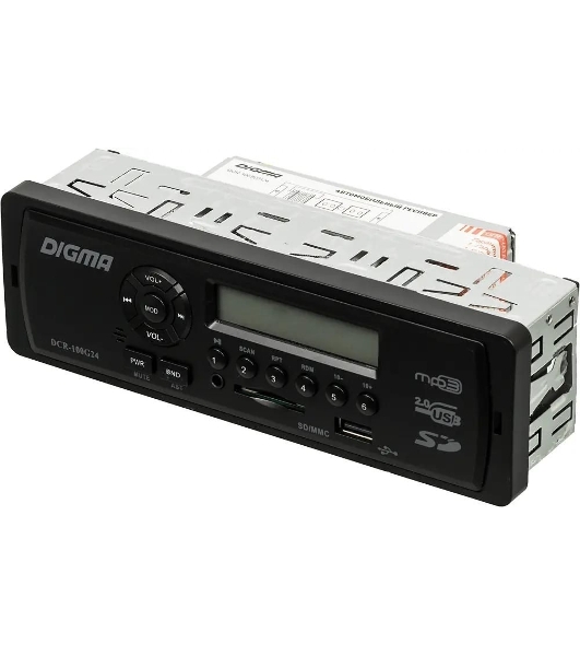 Автомагнитола Digma DCR-100G24, 1 DIN, USB Type-A, AUX
