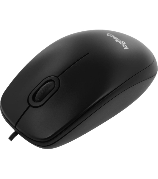 Мышь проводная Logitech B100 черный, 1000 dpi, USB, кнопки - 3