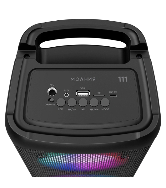 Колонка портативная Ural Молния 111 черный 40W 2.0 BT/3.5Jack/USB 1500mAh (МОЛНИЯ 111)