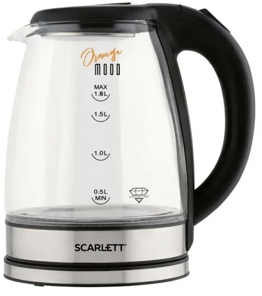 Чайник электрический Scarlett SC-EK27G36 1.8л. 1800Вт черный (корпус: стекло)