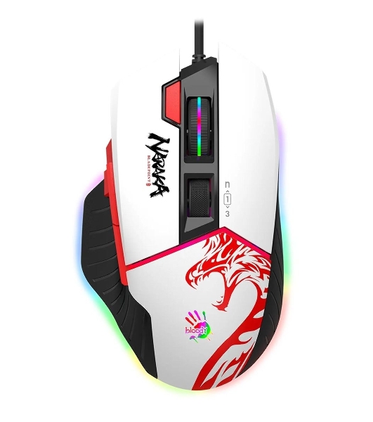 Мышь проводная A4Tech Bloody W95 Max Naraka белый/рисунок, оптическая, 12000 dpi, USB, кнопки - 6