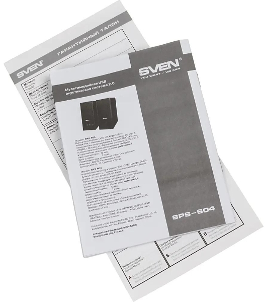 Акустическая система SVEN SPS-604 2.0 черный 4Вт