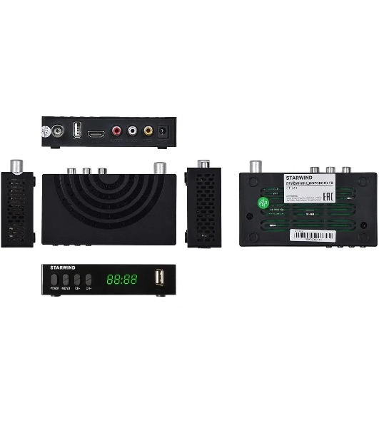 Приставка для цифрового ТВ Starwind CT-220 черный, DVB-T2, DVB-T, DVB-C, HDMI, USB 2.0 х2