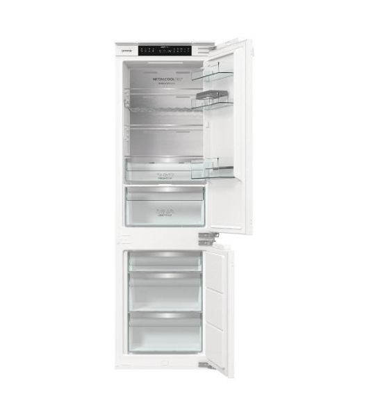 Встраиваемый холодильник Gorenje NRKI517E82WF, полезный объем 244 л, электронное управление, цифровой дисплей, автоматическое размораживание No Frost, быстрое замораживание, интенсивное охлаждение, зона свежести с контролем влажности, инверторный компрессор, энергоэффективность А+