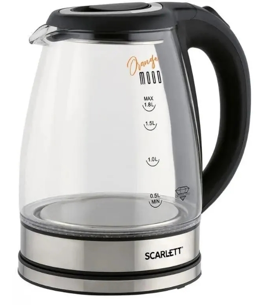 Чайник электрический Scarlett SC-EK27G36 1.8л. 1800Вт черный (корпус: стекло)