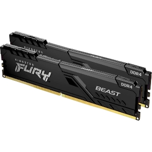 Оперативная память Kingston Fury Beast Black, DDR4, 16GB (2x8GB), 3200 MHz, CL16, с радиатором, чёрный