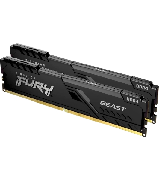 Оперативная память Kingston Fury Beast Black, DDR4, 16GB (2x8GB), 3200 MHz, CL16, с радиатором, чёрный
