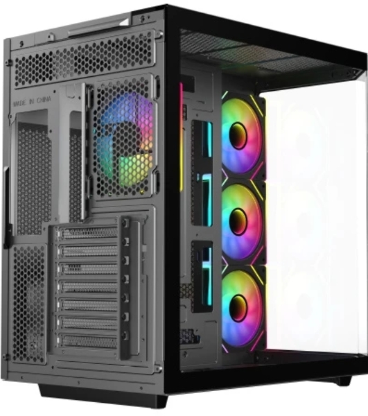 Корпус Eurocase M430ZAF Black, Midi-Tower, чёрный, 4 x 120 мм (3 x 120 мм на боковой панели, 1 x 120 мм на задней)