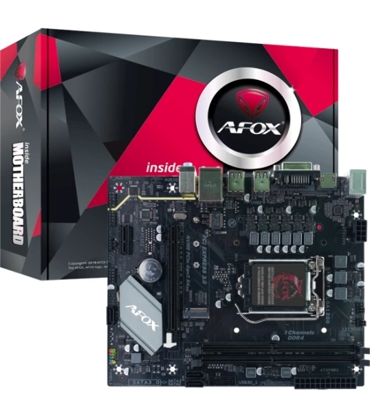 Материнская плата AFOX IH410D4-MA-V2, LGA 1200, Intel H410, 2xDDR4, 3xSATA, 1xM.2, 1xPCIe 3.0 x16, 1xPCIe 3.0 x1, 1xVGA, 1xDVI, 1xHDMI, 1x1Gb LAN, 2xUSB-A 5Gbps, 4xUSB-A 2.0, 5.1, mATX