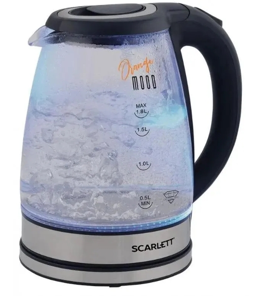 Чайник электрический Scarlett SC-EK27G36 1.8л. 1800Вт черный (корпус: стекло)