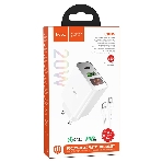 Сетевое зарядное устройство HOCO (6931474769824) C100Aaa 1USB+1Type-C 3.0A QC3.0 PD 20W, белый, фото2