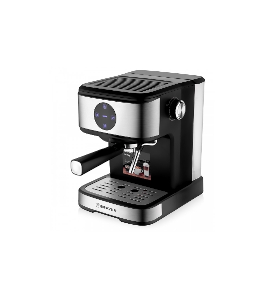 Кофеварка рожковая BRAYER BR1105, черный/серебристый, исп. кофе - молотый, 1,5 л, 800 Вт, 20 бар