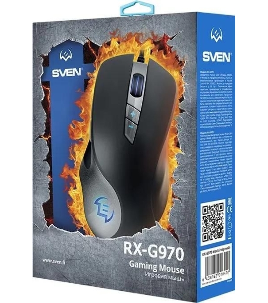 Мышь проводная SVEN RX-G970 черный, 4000 dpi, USB, кнопки - 7