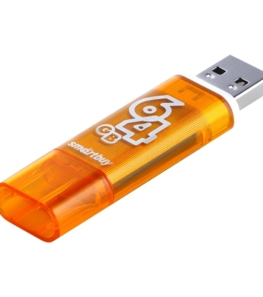 Флешка USB Smartbuy Glossy series Orange (SB64GbGS-Or), 64Gb, USB 2.0, R/W 25/15, оранжевый