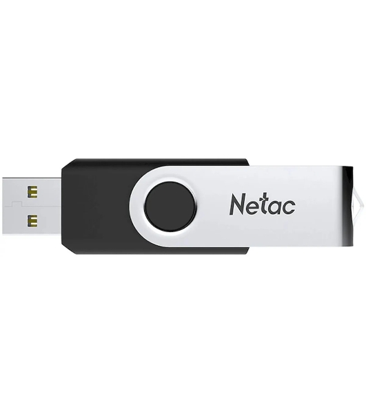 Флешка USB Netac U505 (NT03U505N-032G-20BK), 32Gb, USB 2.0, R/W 70/30, черный/серебристый