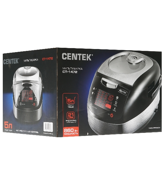 Мультиварка Centek CT-1472 Ceramic черный/сталь, 860 Вт, 5.0 л, LED, 21 программа