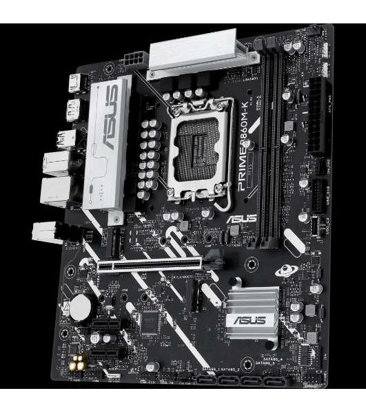 Материнская плата ASUS PRIME B860M-K, LGA 1851, Intel B860, 2xDDR5, 4xSATA, 2xM.2, 1xPCIe 4.0 x16, 2xPCIe 4.0 x1, 1xHDMI, 1xDP, 1x 2.5Gb LAN, 1xUSB-A 10Gbps, 3xUSB-A 5Gbps, 3xUSB-A 2.0, 3x3.5 мм, 7.1, mATX