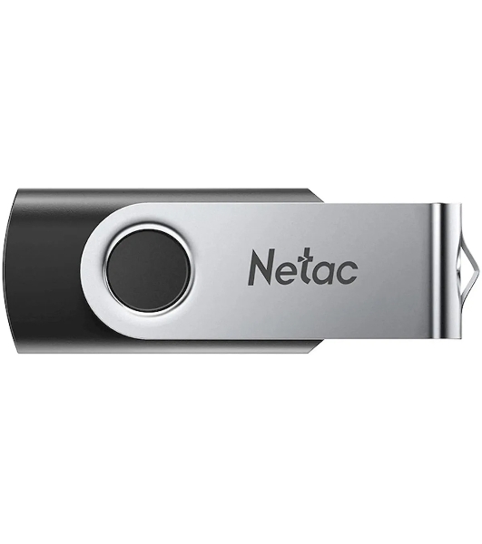 Флешка USB Netac U505 (NT03U505N-032G-20BK), 32Gb, USB 2.0, R/W 70/30, черный/серебристый