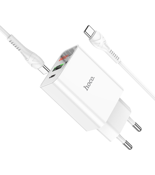 Сетевое зарядное устройство HOCO (6931474769824) C100Aaa 1USB+1Type-C 3.0A QC3.0 PD 20W, белый