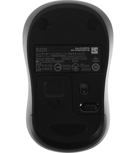 Мышь беспроводная Logitech B220 Silent черный, 1000 dpi, радиоканал, USB, кнопки - 3