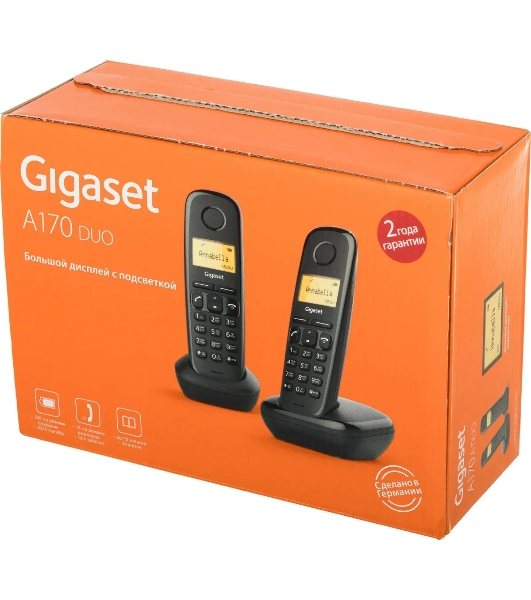 Радиотелефон Dect Gigaset A170 DUO черный (труб. в компл.:2шт) АОН