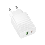 Сетевое зарядное устройство BOROFONE (6941991122767) BAS74A 1USB+1Type-C 3.0A QC3.0 PD 20W White, фото 1