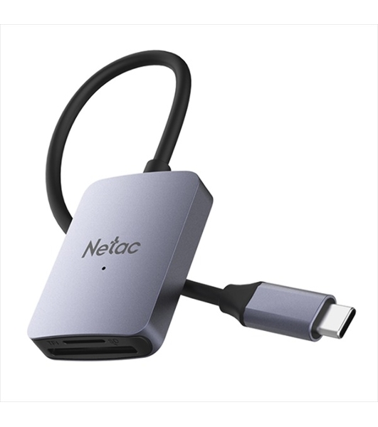 Кард-ридер Netac Flash WK12/серый/SD/SDHC/SDXC/microSD/microSDHC/microSDXC/USB 3.0 Type-C/пластик