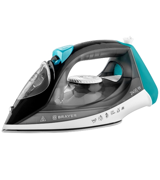 Утюг BRAYER BR4008 серый/зеленый, 2400 Вт, 25 г/мин, 140 г/мин, 330 мл