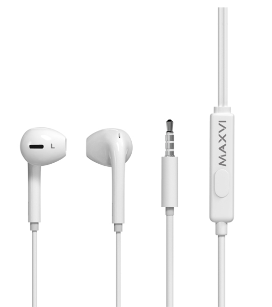Проводные наушники Maxvi MHF-15 Easy белый, вкладыши, Jack 3.5 мм, встроенный микрофон