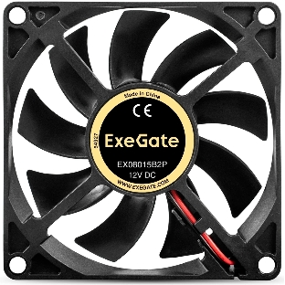 Вентилятор корпусной ExeGate EX08015B2P, 80 мм, 2000 об/мин, 21 дБ, 2-pin, без подсветки