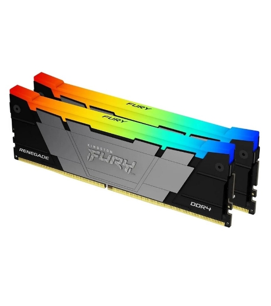 Оперативная память Kingston Fury Renegade, DDR4, 16Gb (2x8Gb), 3200MHz, CL16, DIMM, с радиаторами, RGB, черный